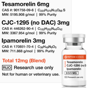 Tesamorelin, CJC-1295 (no DAC), Ipamorelin 12mg (Blend)